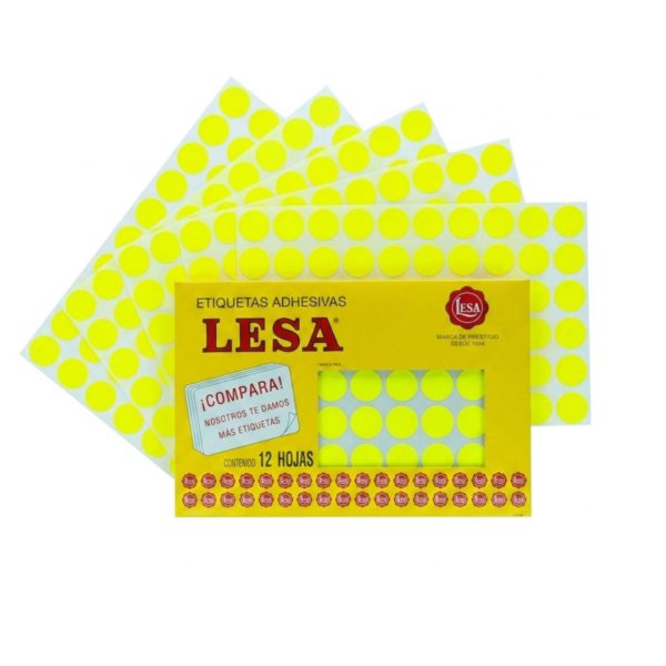 ETIQUETA ADHESIVA LESA NUMERO 9 FLUORESCENTE 5 PAQUETES CON 12 HOJAS