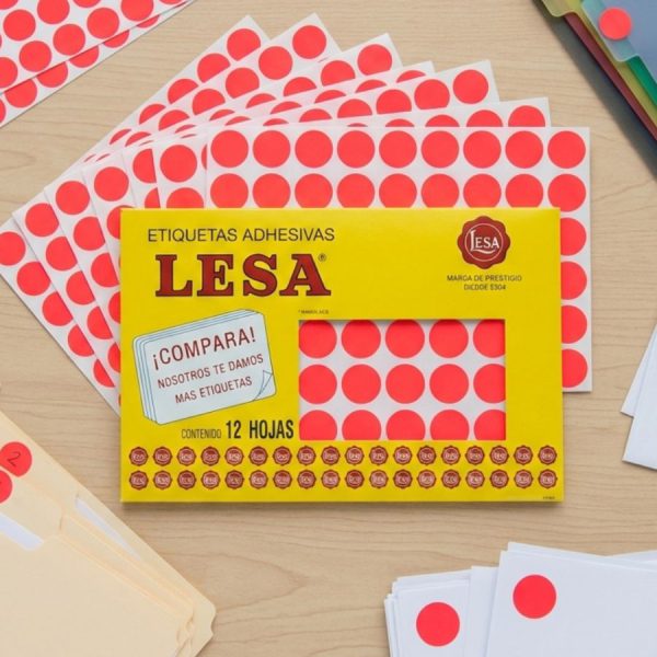 ETIQUETA ADHESIVA LESA NUMERO 9 FLUORESCENTE 5 PAQUETES CON 12 HOJAS