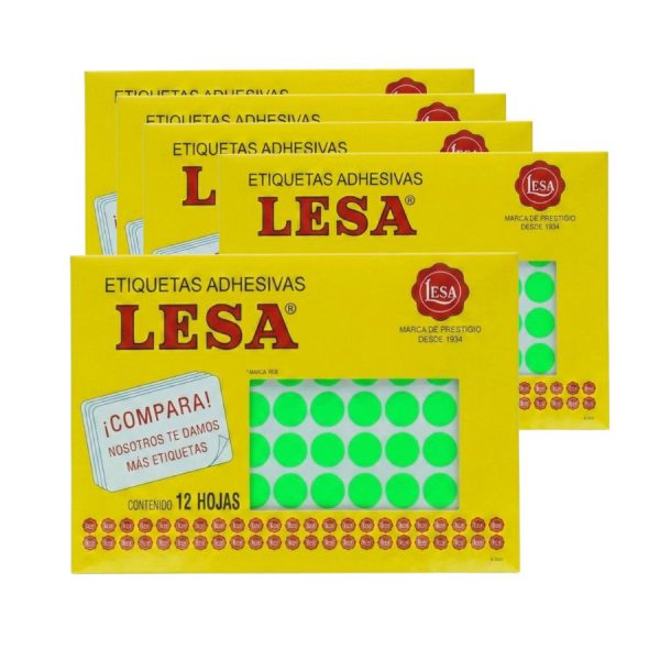 ETIQUETA ADHESIVA LESA NUMERO 9 FLUORESCENTE 5 PAQUETES CON 12 HOJAS