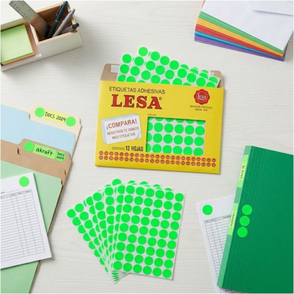 ETIQUETA ADHESIVA LESA NUMERO 9 FLUORESCENTE 5 PAQUETES CON 12 HOJAS