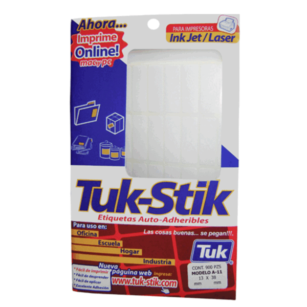 ETIQUETA-AUTOADHERIBLE-TUK-STIK-A-11-BLANCA-13-X-38-MM-PARA-IMPRIMIR-PAQUETE-CON-900-PIEZAS_E130-448_1 ETIQUETA AUTOADHERIBLE TUK STIK A-11 BLANCA 13 X 38 MM PARA IMPRIMIR PAQUETE CON 900 PIEZAS