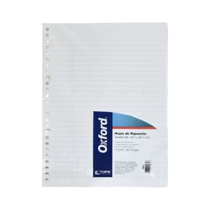 HOJAS DE REPUESTO OXFORD F931 BLANCO TAMAÑO B5 RAYA 2 PAQUETES CON 50 HOJAS CADA UNO