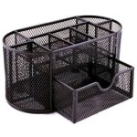 ORGANIZADOR OVALADO DE MALLA PARA ESCRITORIO MESH LD01-708-5 NEGRO 22 X 10.5 X 11 CM