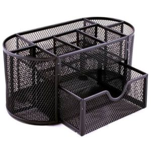ORGANIZADOR OVALADO DE MALLA PARA ESCRITORIO MESH LD01-708-5 NEGRO 22 X 10.5 X 11 CM