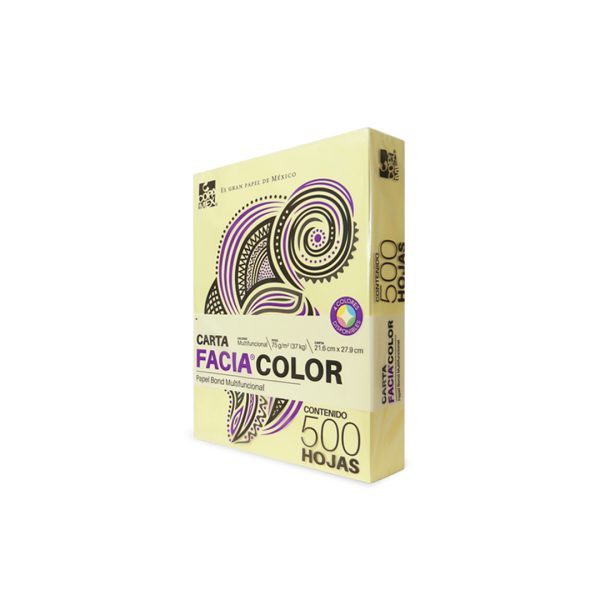 PAPEL BOND CARTA FACIA COLOR 75 G PAQUETE CON 500 HOJAS