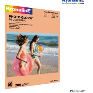PAPEL PHOTO GLOSSY KRONALINE 200G .216X.279 M PAQUETE CON 50 HOJAS PH202