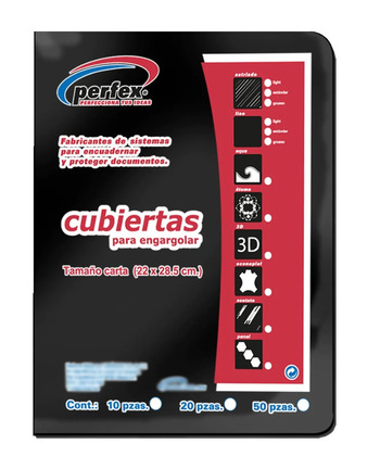 PASTA PARA ENCUADERNAR CARTA PERFEX LISA 14 PUNTOS PAQUETE CON 25 JUEGOS