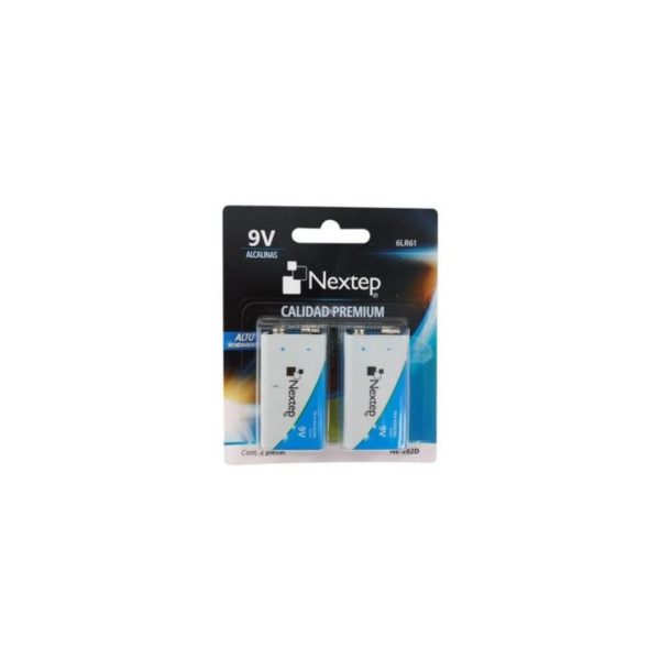 PILAS ALCALINAS NEXTEP 9V NE-282D BLANCO AZUL 2PIEZAS