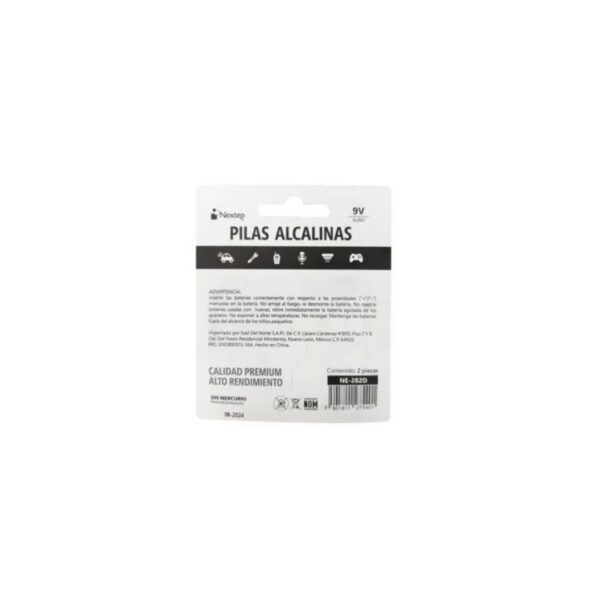 PILAS ALCALINAS NEXTEP 9V NE-282D BLANCO AZUL 2PIEZAS