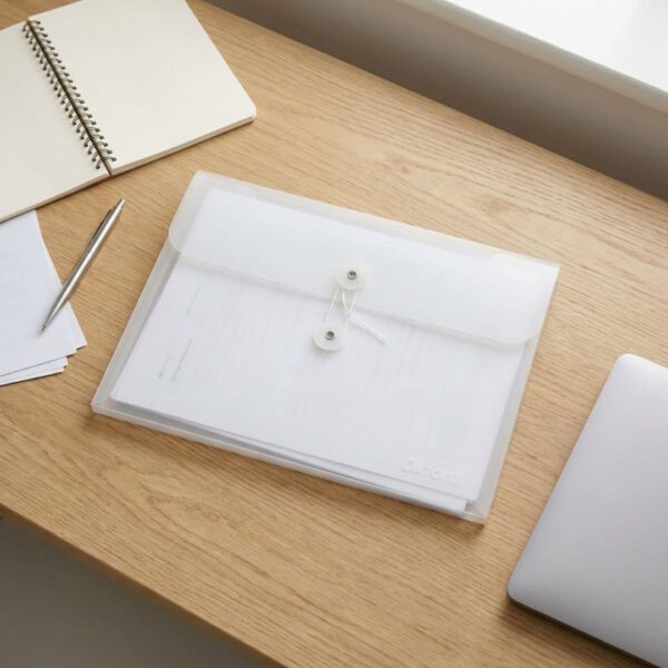 SOBRE DE PLASTICO PORTADOCUMENTOS OXFORD F950B BLANCO TRASLUCIDO CARTA HORIZONTAL CON HILO