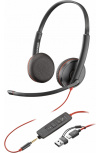 DIADEMA POLY HP BLACKWIRE 3225 NEGRO 3.5MM USB A USB C 8X229A6